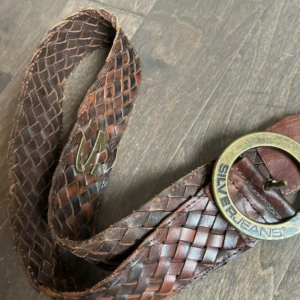 Vintage Y2K Silver Jeans Woven‎ Belt